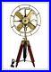 Vintage-Electric-Pedestal-Fan-With-Wooden-Tripod-Stand-Brass-Finish-Nautical-01-idd