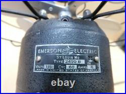 Vintage Emerson 2450 B 10 Steel Blade Oscillating Fan RUNS GREAT