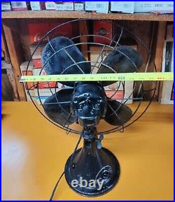 Vintage Emerson Black 16 Oscillating Fan 79648BD Solid Heavy Quality -See Video