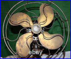 Vintage? Emerson Electric 29646? 4 Blade Brass Oscillating Fan? Works