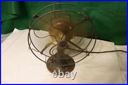 Vintage? Emerson Electric 29646? 4 Blade Brass Oscillating Fan? Works
