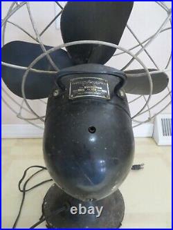 Vintage Emerson Electric 79646-AZ 3 Speed Oscillating Table Fan Cast Iron Base
