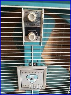 Vintage Emerson Electric Box Fan Blue 2 Way Antique WORKS