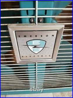 Vintage Emerson Electric Box Fan Blue 2 Way Antique WORKS