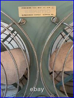 Vintage Eskimo Turquoise Double WindowithVent Fan Model 081004 Tested Works