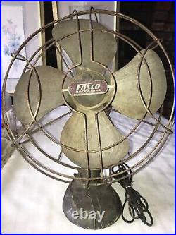 Vintage FASCO K124A ARCTIC AIRE Electric ALL METAL Blade Fan 17'' tall ART DECO