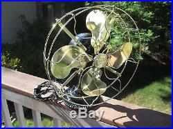 Vintage Fan Antique Fan 11646 Ribbed Base Nice Vintage Emerson Brass Blade Fan
