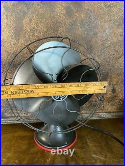 Vintage GE 12 Oscillating Table / Desk Fan w Brass Blades Works