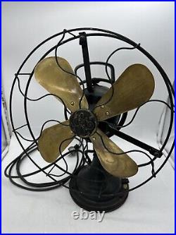 Vintage GE AD1 12 brass Blade 3 Speed Oscillating fan 75423 Works Great! READ