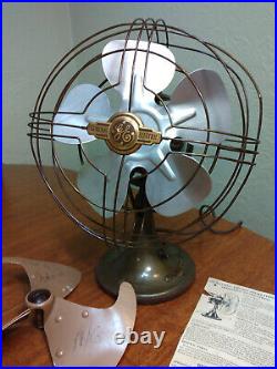 Vintage GE Birdcage Fan With Brass Blade Refurbished 1948 Art Deco