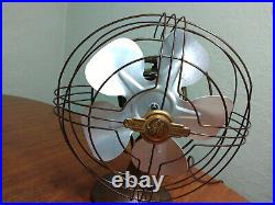 Vintage GE Birdcage Fan With Brass Blade Refurbished 1948 Art Deco