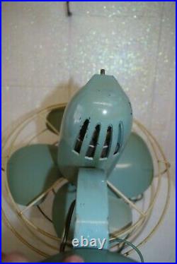 Vintage GE General Electric Atomic Bullet FAN Table Green Cage WORKS GREAT