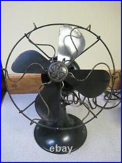 Vintage GREEN 1930 General Electric GE 8 Metal Non-Oscillating Desk Fan WORKS