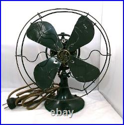 Vintage General Electric GE 19X263 Army Green Oscillating Fan Working Condition