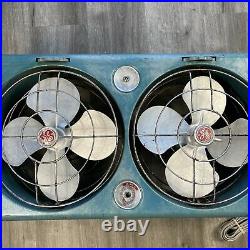 Vintage General Electric GE Automatic Grey Dual Twin Box Window Fan 27x15.5x7.5