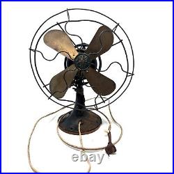 Vintage General Electric GE Brass Blade Oscillating Fan Attic Find