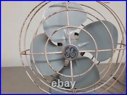 Vintage General Electric Metal Oscillating Desk Fan 17 Works Great-Free Ship