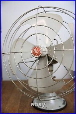 Vintage General Electric Vortalex 16 Metal Blades 3 Speed Oscillating Fan Works