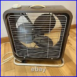 Vintage Kenmore 16 Box Fan 2 Speed 3 Blade Tested Working Condition Brown