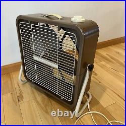 Vintage Kenmore 16 Box Fan 2 Speed 3 Blade Tested Working Condition Brown