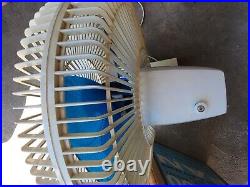 Vintage Lakewood Oscillating Fan Model 1200, 12, 3 Speed, Blue Blade In Box