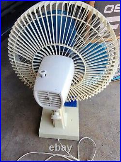 Vintage Lakewood Oscillating Fan Model 1200, 12, 3 Speed, Blue Blade In Box