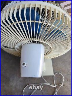 Vintage Lakewood Oscillating Fan Model 1200, 12, 3 Speed, Blue Blade In Box