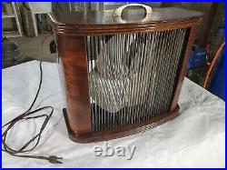 Vintage Mathes Cooler Electric Fan Wooden Box Fan