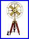 Vintage-Nautical-Brass-Antique-Electric-Pedestal-Fan-With-Wooden-Tripod-Stand-01-gko