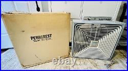 Vintage PENNCREST 9114 Box Fan Art Deco Retro Thermostat Reversible + Box RARE