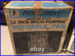 Vintage Penncrest Portable Multi Purpose Box Fan 12 Inch 9721-A Penny's Tilt