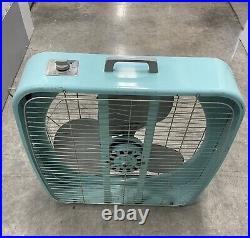 Vintage Retro 50's Dominion Aqua Turquoise Square Electric Box Fan. Model 2067.6