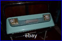 Vintage SEARS KENMORE Metal Body BOX FAN Aqua Blue withSTAND Clean Running