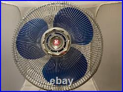 Vintage Scandi Oscillating Blue Blade Fan, Great Condition, Works Perfect