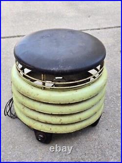 Vintage Seafoam Green Kisco Floor Fan Ottoman Metal Ribbed 1-Speed Working