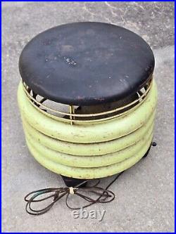 Vintage Seafoam Green Kisco Floor Fan Ottoman Metal Ribbed 1-Speed Working