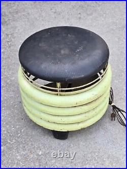 Vintage Seafoam Green Kisco Floor Fan Ottoman Metal Ribbed 1-Speed Working