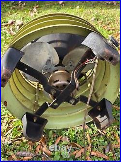 Vintage Seafoam Green Kisco Floor Fan Ottoman Metal Ribbed 1-Speed Working