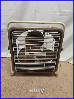 Vintage Sears Kenmore 16in. 2 Speed Metal Box Fan With Adjustable Stand WORKS