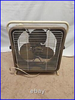 Vintage Sears Kenmore 16in. 2 Speed Metal Box Fan With Adjustable Stand WORKS