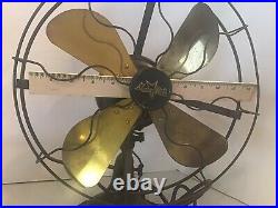 Vintage Star Rite 4 Blade Brass Fan, 3 Speed Rotating, 13 Across