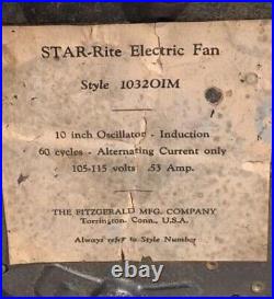 Vintage Star Rite Brass Fan 4 Blade Fan 1032 OIM