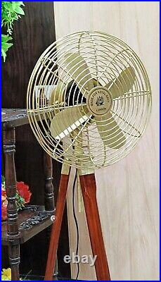 Vintage Style Brass Antique Tripod Fan With Stand Floor Fan Home x-mas gift item