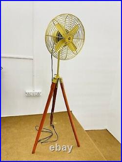 Vintage Style Brass Antique Tripod Fan With Stand Nautical Floor Fan Home Decora