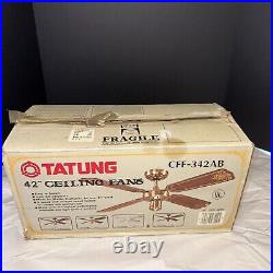 Vintage Tatung 42 Inch Ceiling Fan Model CFF-342AB Antique Brass New Open Box