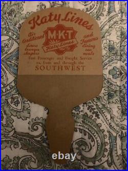 Vintage Train Passenger Hand Fan MKT The Katy Missouri Kansas Texas Bluebonnets