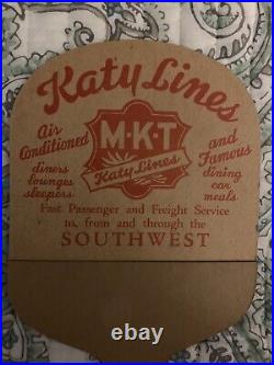 Vintage Train Passenger Hand Fan MKT The Katy Missouri Kansas Texas Bluebonnets