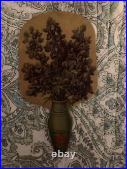 Vintage Train Passenger Hand Fan MKT The Katy Missouri Kansas Texas Bluebonnets