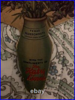 Vintage Train Passenger Hand Fan MKT The Katy Missouri Kansas Texas Bluebonnets