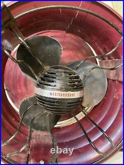 Vintage Westinghouse MCM Floor Fan Y-9025 Stool Stand Art Deco Hassock Runs Good